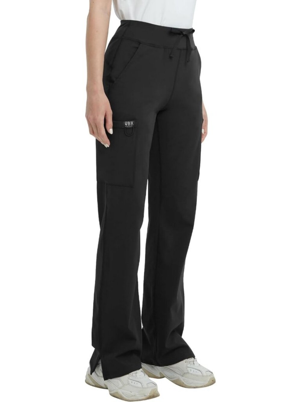 High Rise Yoga Scrub Pants for Women - Straight Wide Leg, Cargo Pocket